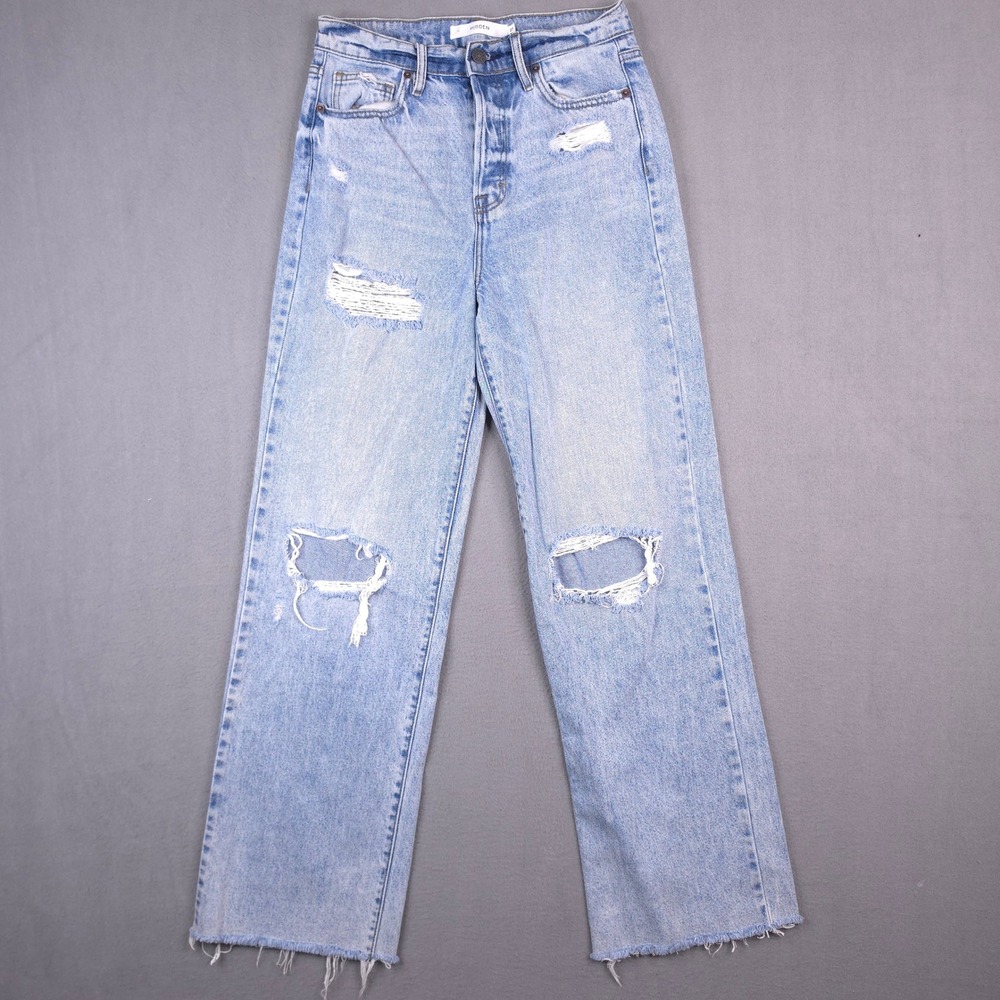 Light Blue Women’s Straight Leg Distressed Jeans